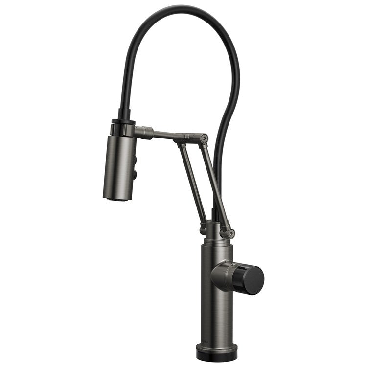 Handle Kit Odin Crystal/Zinc 1 Knob Brilliance Luxe Steel/Black Crystal for Widespread Pull Down Faucet - Image 2
