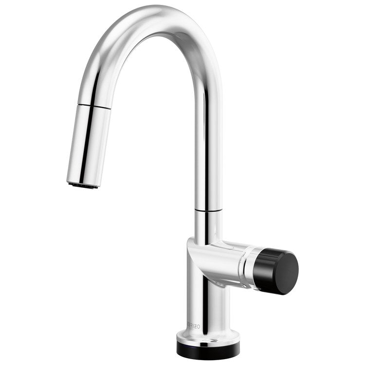 Handle Kit Odin Crystal/Zinc 1 Knob Polished Chrome/Black Crystal for Widespread Pull Down Faucet - Image 2