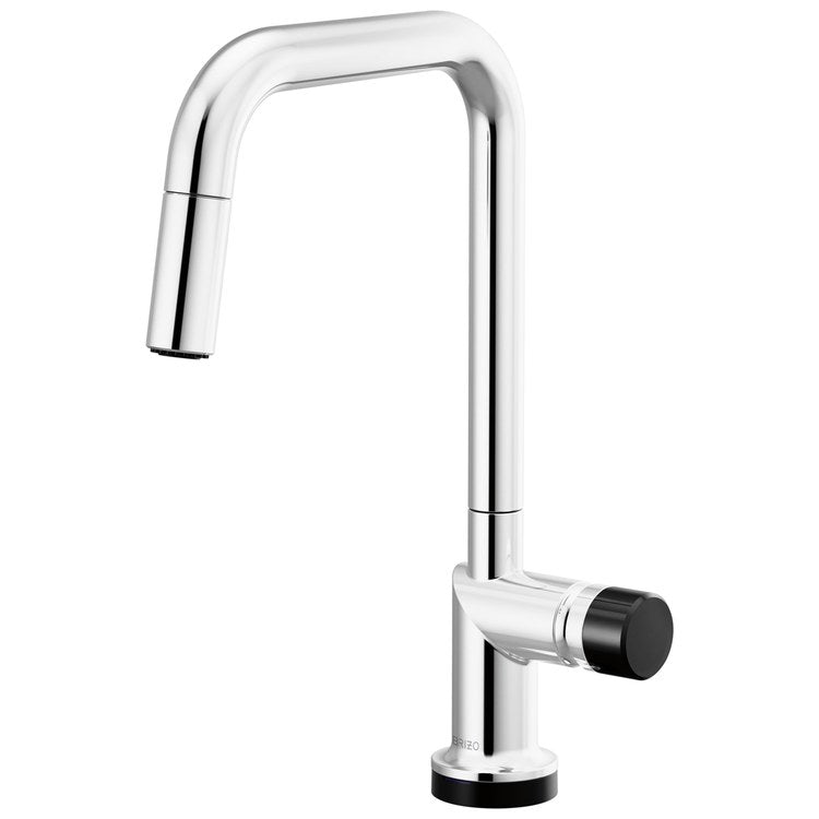 Handle Kit Odin Crystal/Zinc 1 Knob Polished Chrome/Black Crystal for Widespread Pull Down Faucet - Image 3