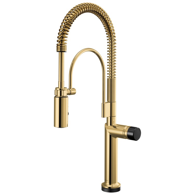 Handle Kit Odin Crystal/Zinc 1 Knob Brilliance Polished Gold/Black Crystal for Widespread Pull Down Faucet - Image 2