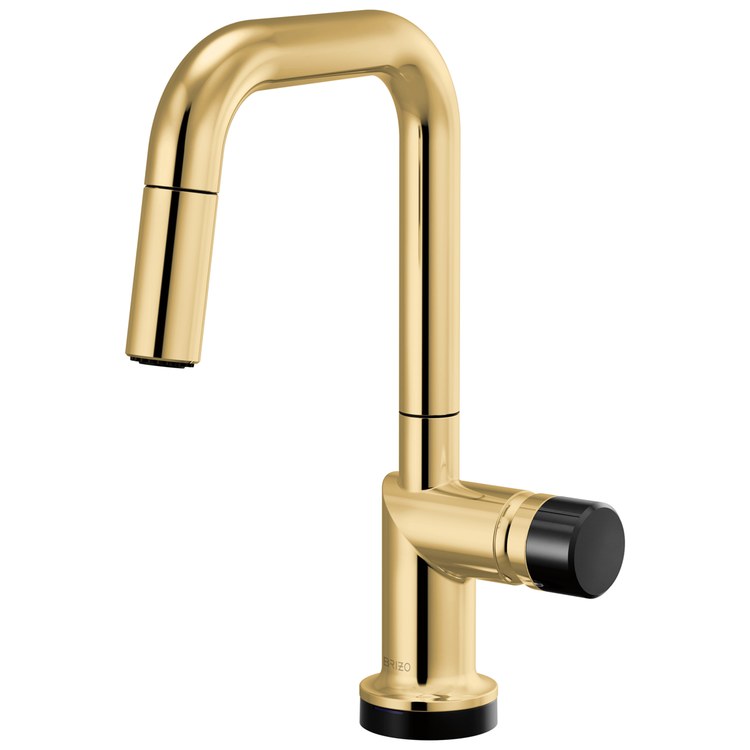 Handle Kit Odin Crystal/Zinc 1 Knob Brilliance Polished Gold/Black Crystal for Widespread Pull Down Faucet - Image 3