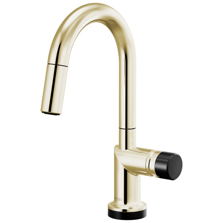 Handle Kit Odin Crystal/Zinc 1 Knob Brilliance Polished Nickel/Black Crystal for Widespread Pull Down Faucet - Image 2