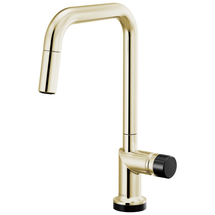 Handle Kit Odin Crystal/Zinc 1 Knob Brilliance Polished Nickel/Black Crystal for Widespread Pull Down Faucet - Image 3