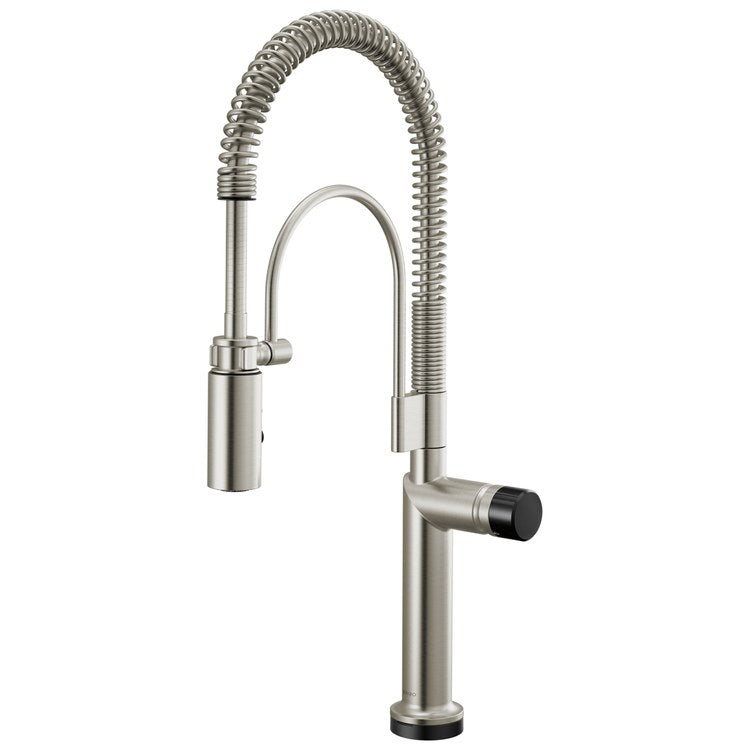 Handle Kit Odin Crystal/Zinc 1 Knob Brilliance Stainless/Black Crystal for Widespread Pull Down Faucet - Image 2