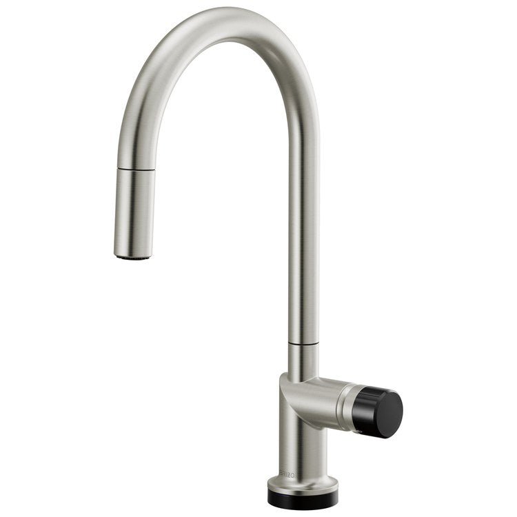 Handle Kit Odin Crystal/Zinc 1 Knob Brilliance Stainless/Black Crystal for Widespread Pull Down Faucet - Image 3