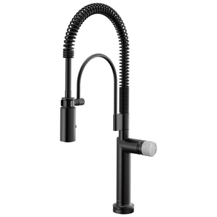 Handle Kit Odin Concrete/Zinc 1 Knob Matte Black/Concrete for Widespread Pull Down Faucet - Image 2