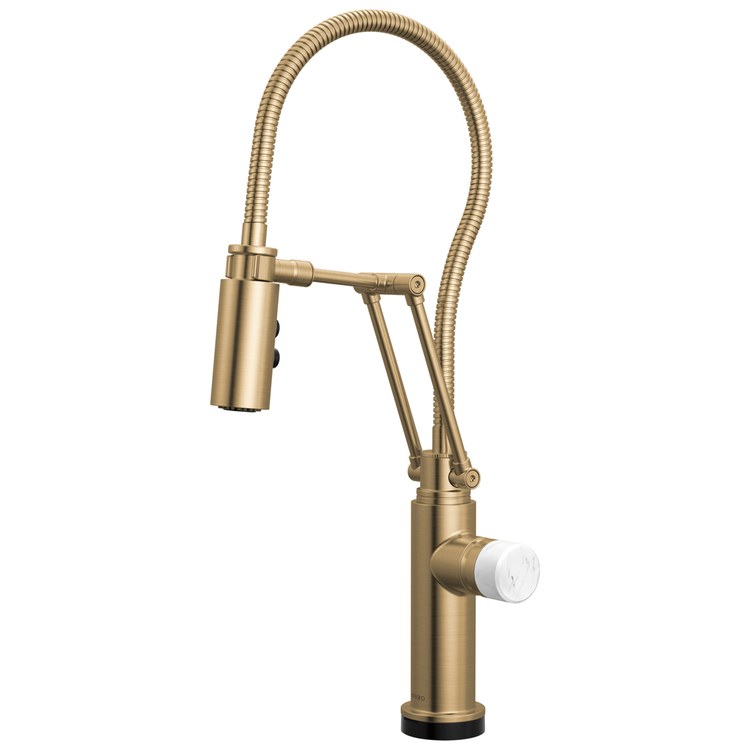 Handle Kit Odin Marble/Zinc 1 Knob Brilliance Luxe Gold/Marble for Widespread Pull Down Faucet - Image 3