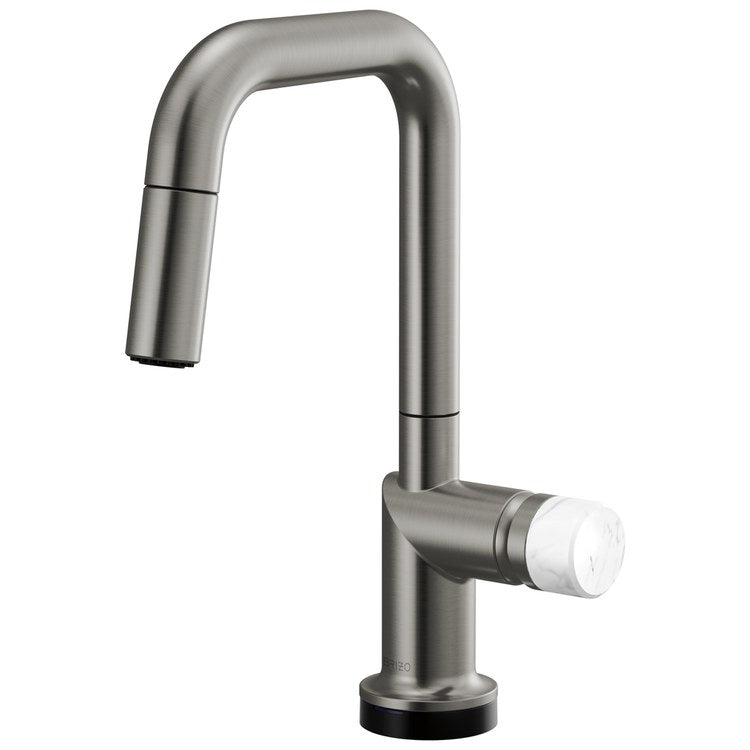 Handle Kit Odin Marble/Zinc 1 Knob Brilliance Luxe Steel/Marble for Widespread Pull Down Faucet - Image 3