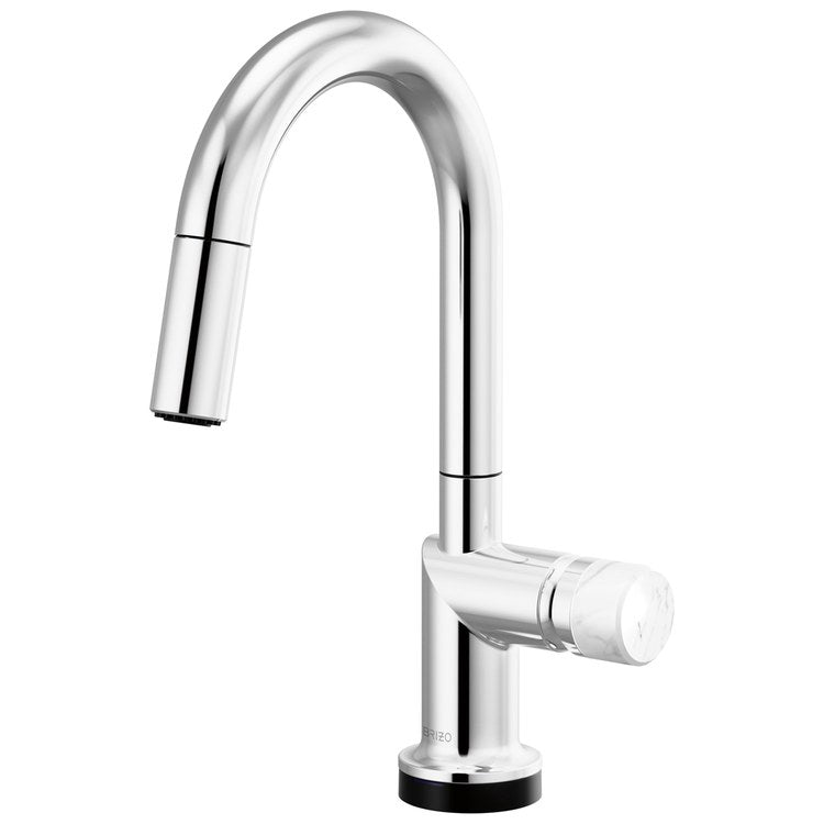 Handle Kit Odin Marble/Zinc 1 Knob Polished Chrome/Marble for Widespread Pull Down Faucet - Image 2