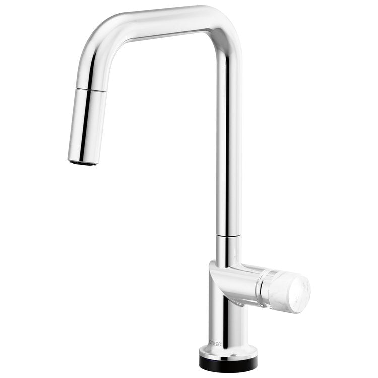Handle Kit Odin Marble/Zinc 1 Knob Polished Chrome/Marble for Widespread Pull Down Faucet - Image 3