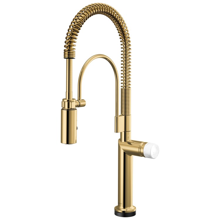 Handle Kit Odin Marble/Zinc 1 Knob Brilliance Polished Gold/Marble for Widespread Pull Down Faucet - Image 2