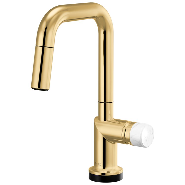 Handle Kit Odin Marble/Zinc 1 Knob Brilliance Polished Gold/Marble for Widespread Pull Down Faucet - Image 3