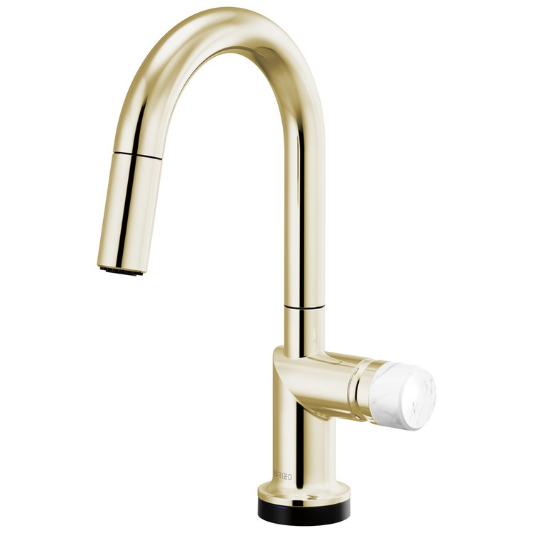 Handle Kit Odin Marble/Zinc 1 Knob Brilliance Polished Nickel/Marble for Widespread Pull Down Faucet - Image 2