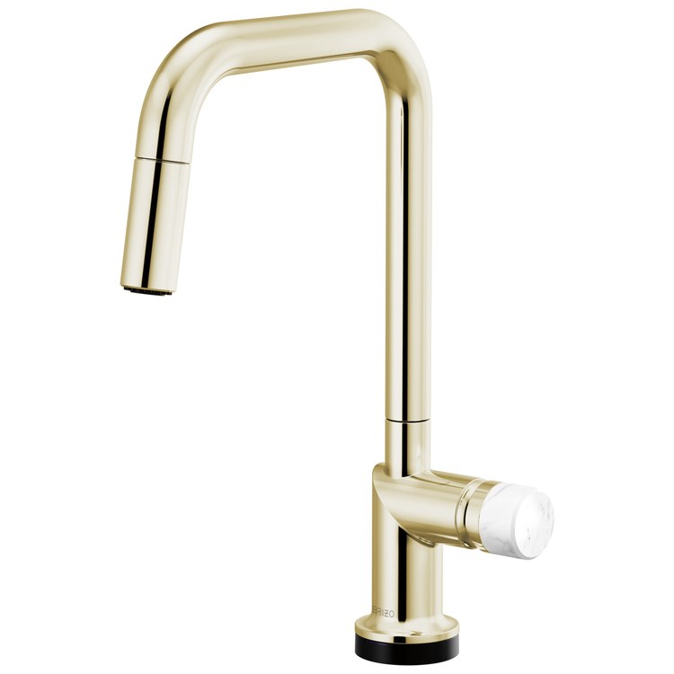 Handle Kit Odin Marble/Zinc 1 Knob Brilliance Polished Nickel/Marble for Widespread Pull Down Faucet - Image 3