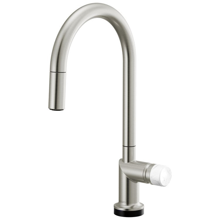 Handle Kit Odin Marble/Zinc 1 Knob Brilliance Stainless/Marble for Widespread Pull Down Faucet - Image 3