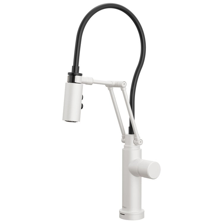 Handle Kit Odin Zinc 1 Knob Matte White for Widespread Pull Down Faucet - Image 3