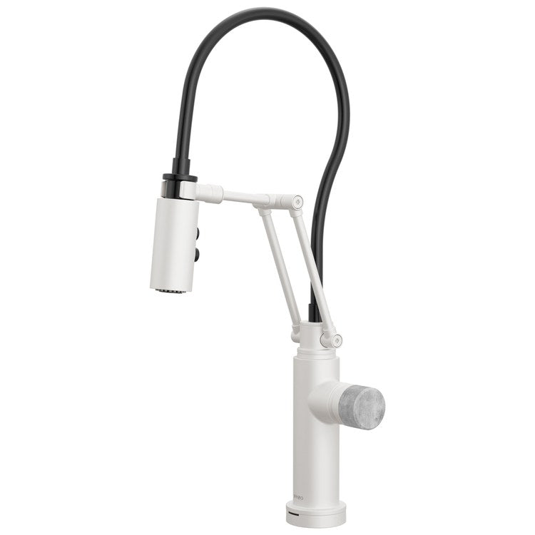 Handle Kit Odin Concrete/Zinc 1 Knob Matte White/Concrete for Widespread Pull Down Faucet - Image 3