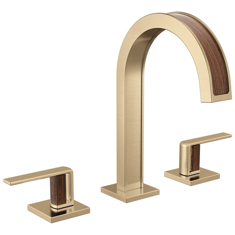 Handle Kit Frank Lloyd Wright Zinc 2 Lever Luxe Gold/Wood ADA for Widespread Lavatory Faucet - Image 2
