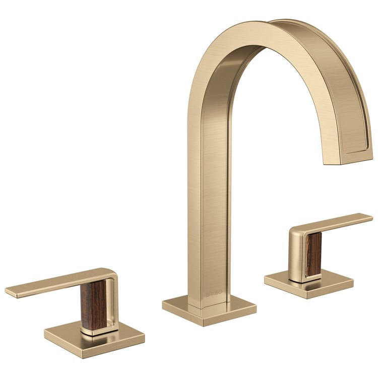 Handle Kit Frank Lloyd Wright Zinc 2 Lever Luxe Gold/Wood ADA for Widespread Lavatory Faucet - Image 3