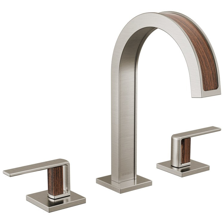 Handle Kit Frank Lloyd Wright Zinc 2 Lever Brilliance Luxe Nickel/Wood ADA for Widespread Lavatory Faucet - Image 2