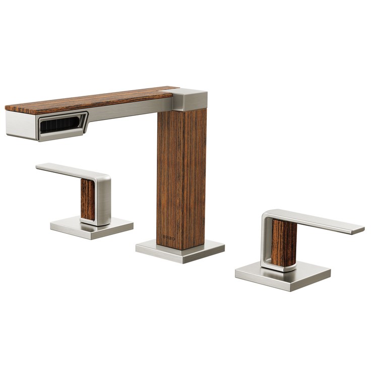 Handle Kit Frank Lloyd Wright Zinc 2 Lever Brilliance Luxe Nickel/Wood ADA for Widespread Lavatory Faucet - Image 3