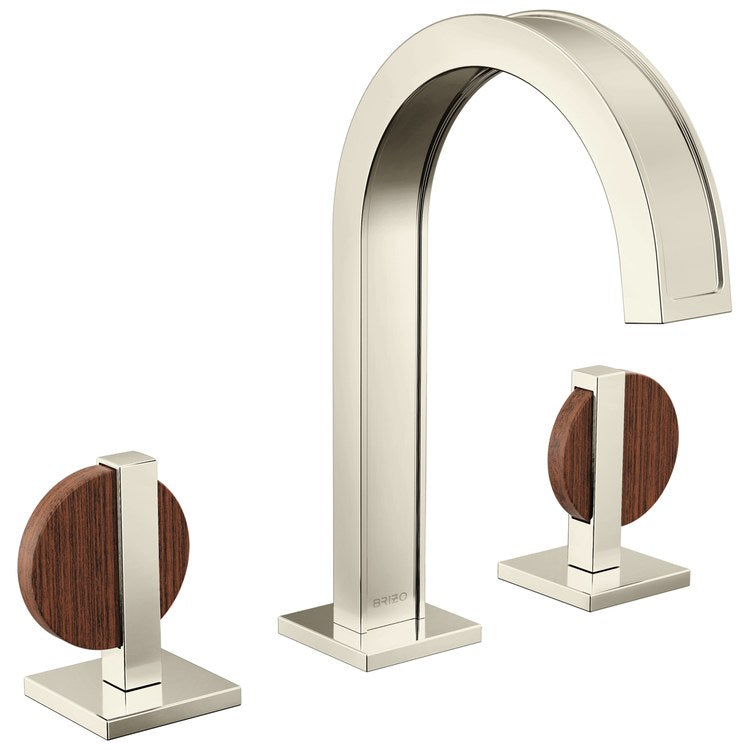 Handle Kit Frank Lloyd Wright Zinc 2 Lunar Brilliance Polished Nickel/Wood ADA for Widespread Lavatory Faucet - Image 3