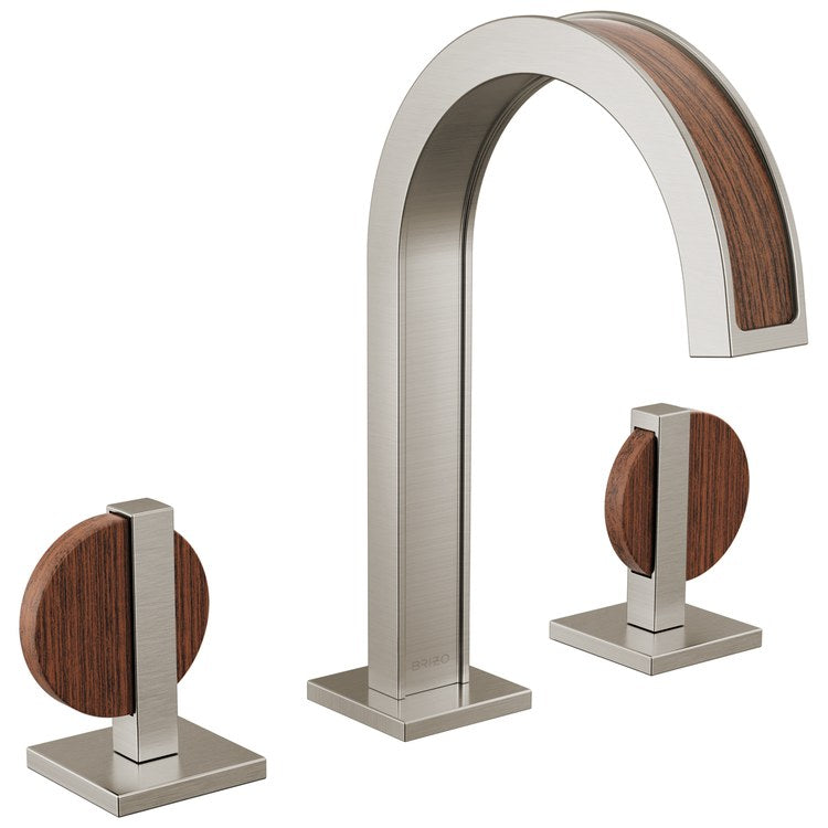 Handle Kit Frank Lloyd Wright Zinc 2 Lunar Brilliance Luxe Nickel/Wood ADA for Widespread Lavatory Faucet - Image 3