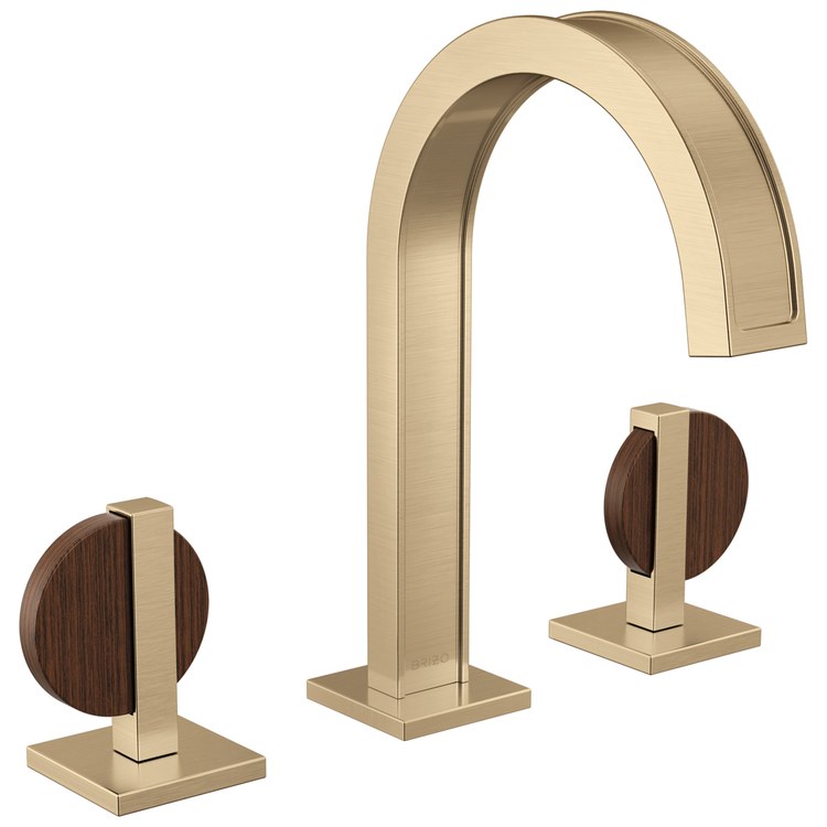 Handle Kit Frank Lloyd Wright Zinc 2 Lunar Luxe Gold/Wood ADA for Widespread Lavatory Faucet - Image 3
