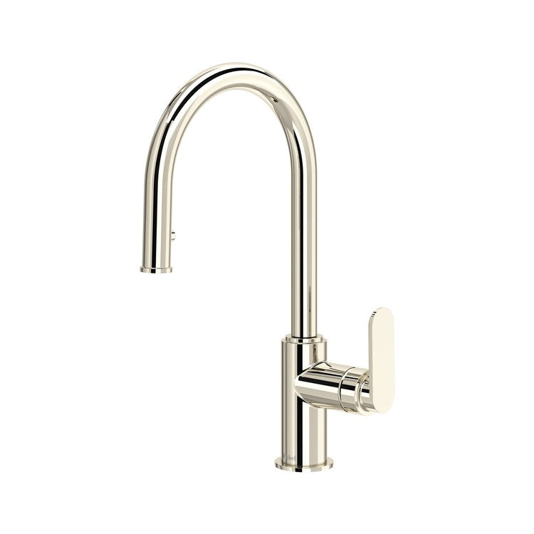 Kitchen Faucet Arca Polished Nickel Pull Down Gooseneck 360 DEG Swivel Deck 1.8 Gallons per Minute - Image 1