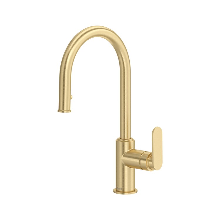 Kitchen Faucet Arca Satin Brass US4 Pull Down Gooseneck 360 DEG Swivel Deck 1.8 Gallons per Minute - Image 1