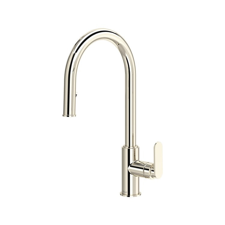 Kitchen Faucet Arca Polished Nickel Pull Down Gooseneck 360 DEG Swivel Deck 1.5 Gallons per Minute - Image 1