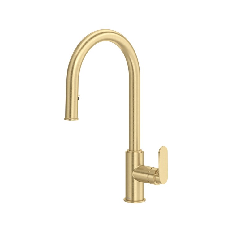 Kitchen Faucet Arca Satin Brass US4 Pull Down Gooseneck 360 DEG Swivel Deck 1.5 Gallons per Minute - Image 1