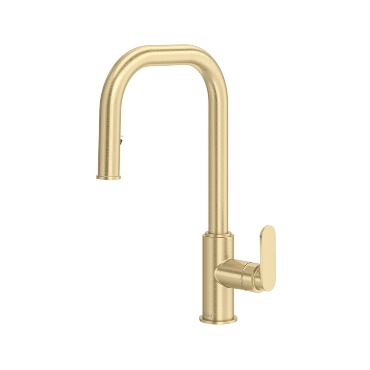 Kitchen Faucet Arca Satin Brass US4 Pull Down Square 360 DEG Swivel Deck 1.5 Gallons per Minute - Image 1