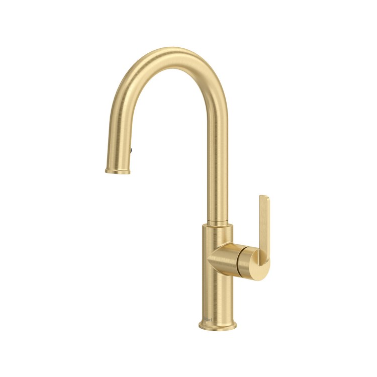 Kitchen Faucet Authentica 1 Lever ADA Satin Brass US4 Pull Down Gooseneck 360 DEG Swivel 1 Hole Deck 1.8 Gallons per Minute - Image 1