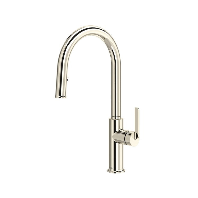 Kitchen Faucet Authentica 1 Lever ADA Polished Nickel Pull Down 2 Function Gooseneck 360 DEG Swivel 1 Hole Deck 1.5 Gallons per Minute - Image 1