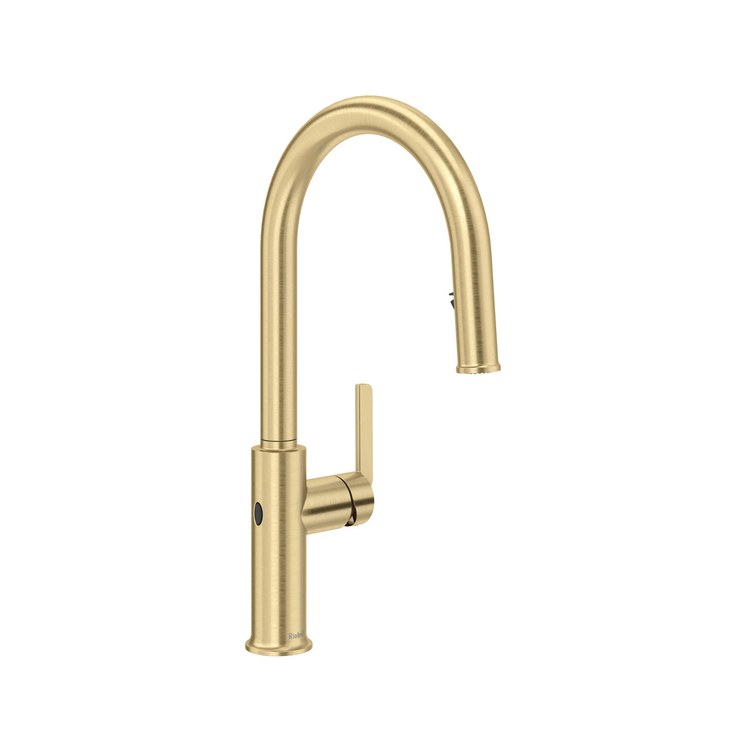 Kitchen Faucet Authentica with Touchless 1 Lever ADA Satin Brass US4 Pull Down 2 Function Gooseneck 360 DEG Swivel 1 Hole Deck 1.5 Gallons per Minute - Image 1