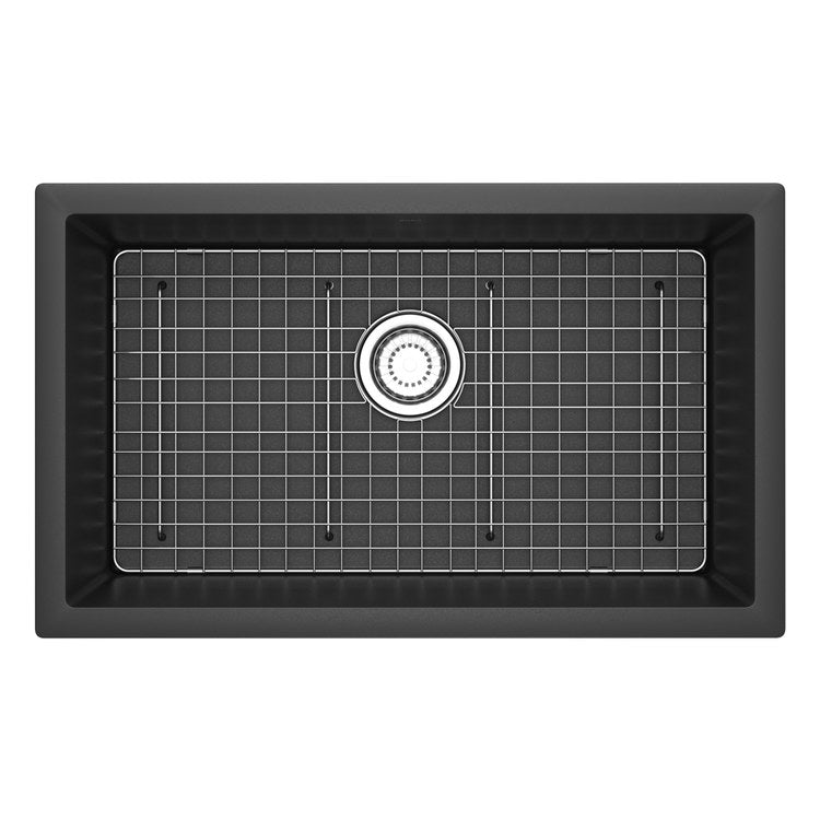 Kitchen Sink Fonsa 30 Inch 1 Bowls Black Undermount Rectangle Quartz
