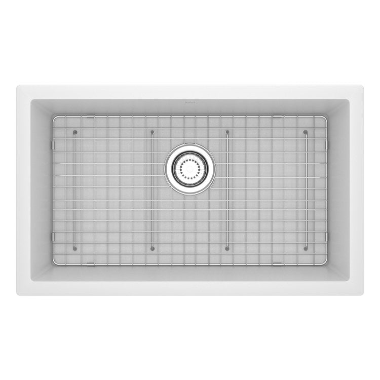 Kitchen Sink Fonsa 30 Inch 1 Bowls White Undermount Rectangle Quartz