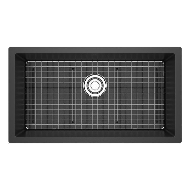 Kitchen Sink Fonsa 33 Inch 1 Bowls Black Undermount Rectangle Quartz