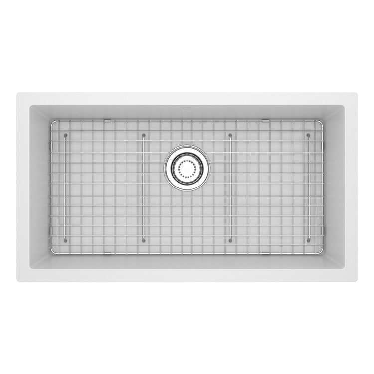 Kitchen Sink Fonsa 33 Inch 1 Bowls White Undermount Rectangle Quartz