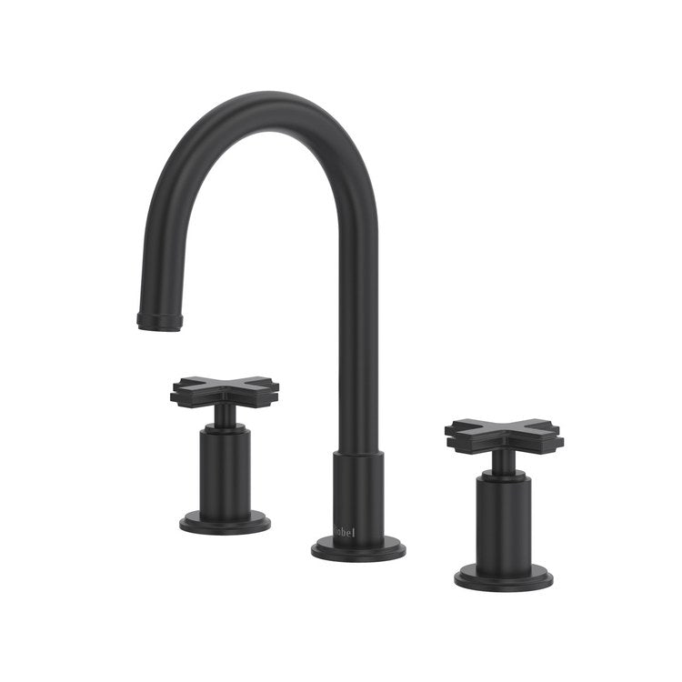 Lavatory Faucet Manifesto Widespread 2 Lever Black 1.2 Gallons per Minute Deck C-Shaped - Image 1