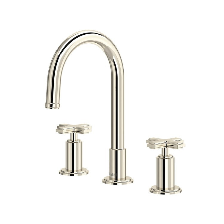 Lavatory Faucet Manifesto Widespread 2 Lever Polished Nickel 1.2 Gallons per Minute Deck C-Shaped - Image 1