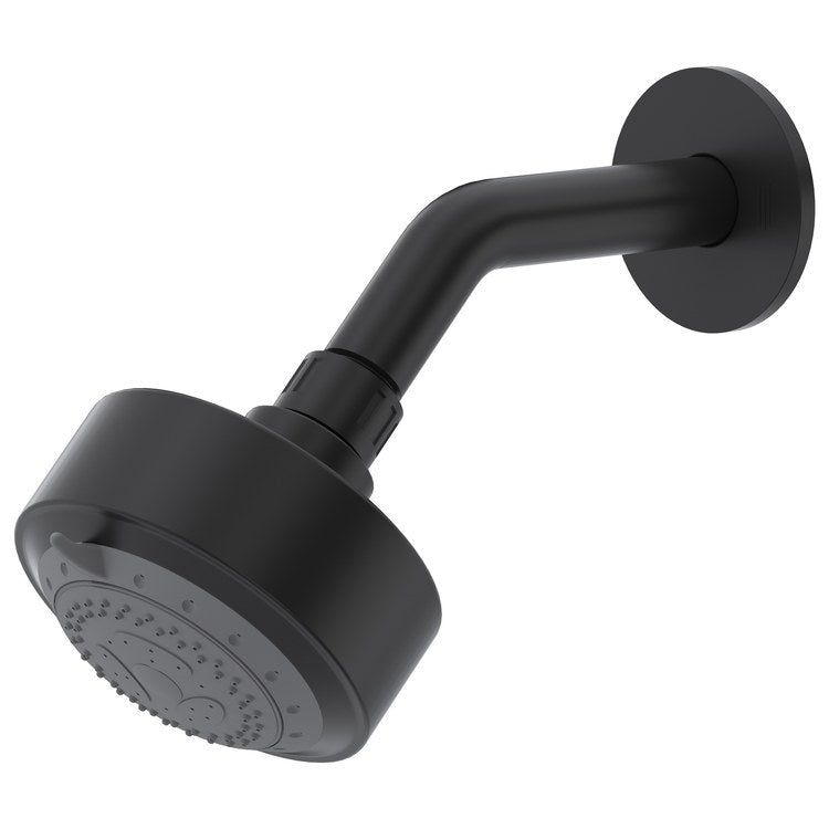 Showerhead 3 Functions with Arm and Flange Black 4 Inch 1.6 Gallons per Minute Round Wall - Image 1