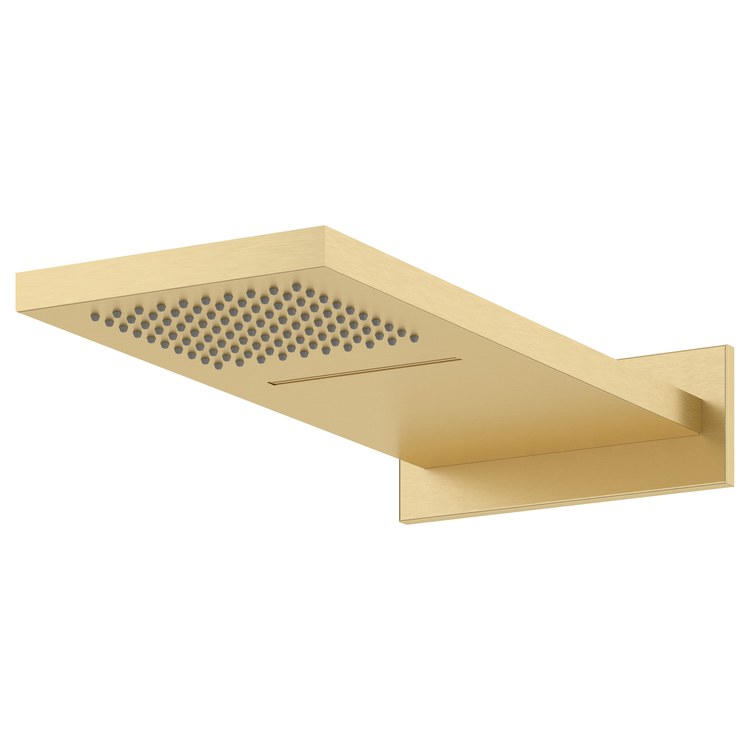 Showerhead 2 Functions with Flange Satin Brass US4 22x9 Inch 2.5 Gallons per Minute Rectangle Wall - Image 1