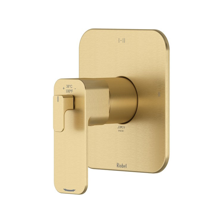 Thermostatic and Pressure Balance Valve Trim Equinox 3 Functions 2 Lever Satin Brass US4 1/2 Inch ADA - Image 1