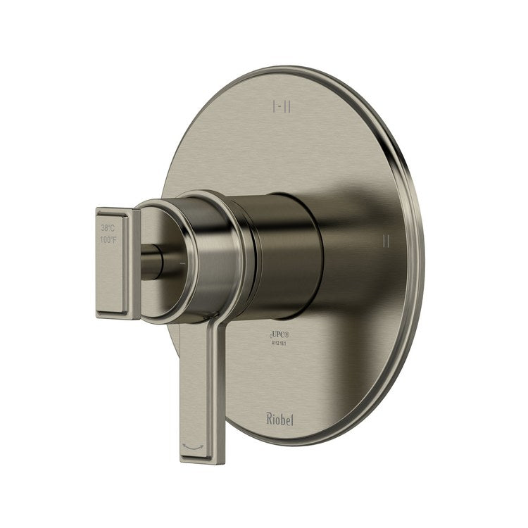 Thermostatic and Pressure Balance Valve Trim Manifesto 3 Functions 2 Lever Brushed Nickel 1/2 Inch ADA - Image 1