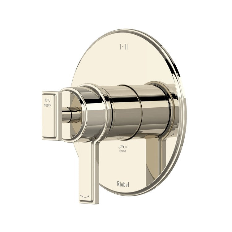 Thermostatic and Pressure Balance Valve Trim Manifesto 3 Functions 2 Lever Polished Nickel 1/2 Inch ADA - Image 1