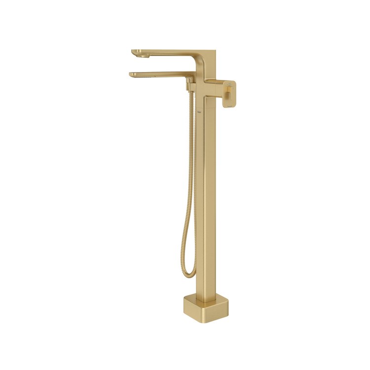 Tub Filler Trim Equinox Thermostatic 2 Lever Satin Brass US4 Floor 6.0 Gallons per Minute - Image 1