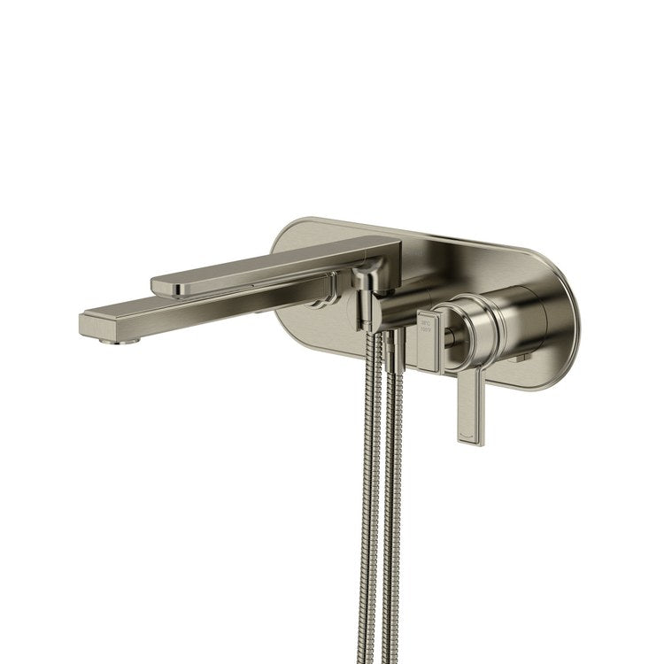 Tub Filler Trim Manifesto Thermostatic and Pressure Balance 2 Lever Brushed Nickel ADA Wall 5.4 Gallons per Minute - Image 1