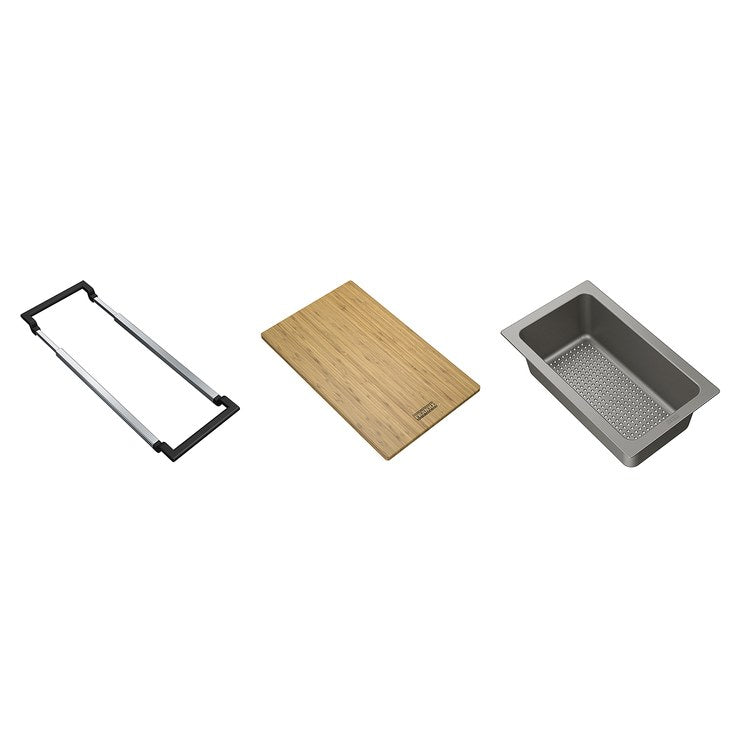 Accessory Kit Universal 3 Piece Stainless Steel/Bamboo/Polypropylene for Sinks to 21-1/4 Inch